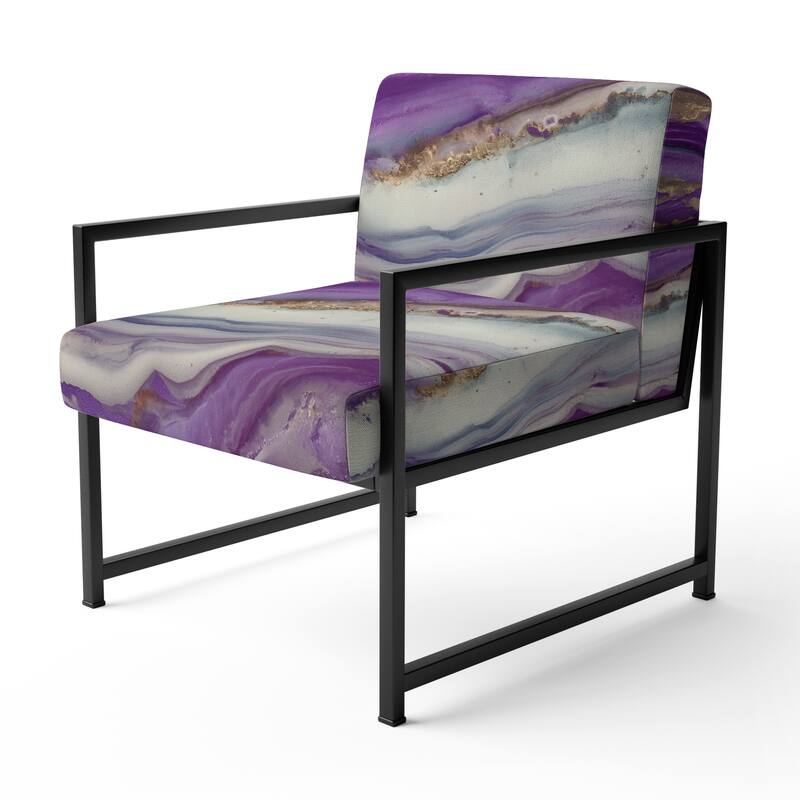 Designart "Coast Blue Sea Waves Watercolour" Upholstered Abstract Accent Chair - Modern Arm Chair For Bedroom