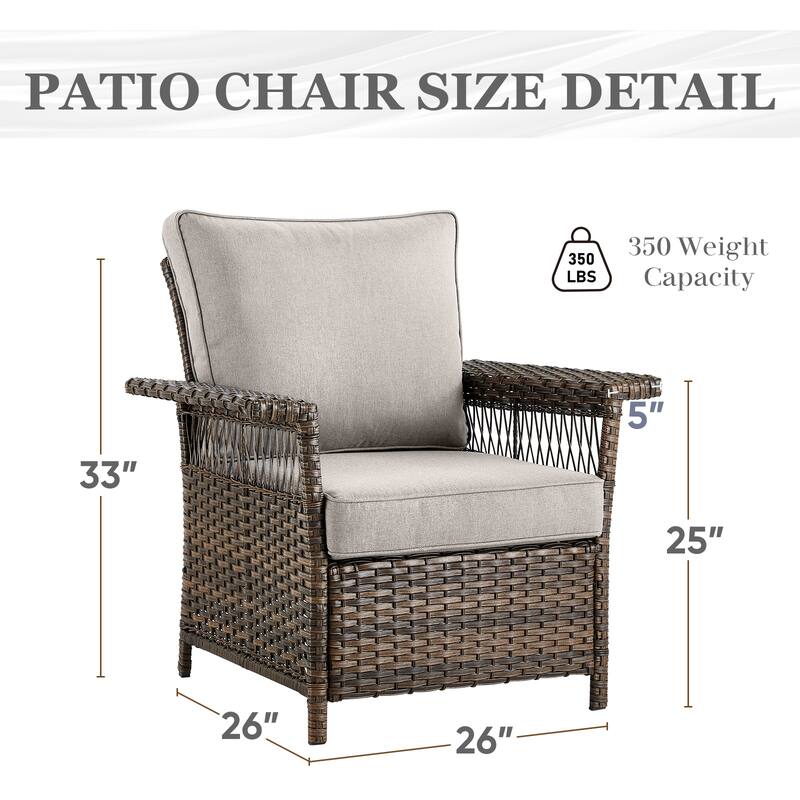 3-Seat Sofa with Coffee Table Patio Chairs, Ottomans