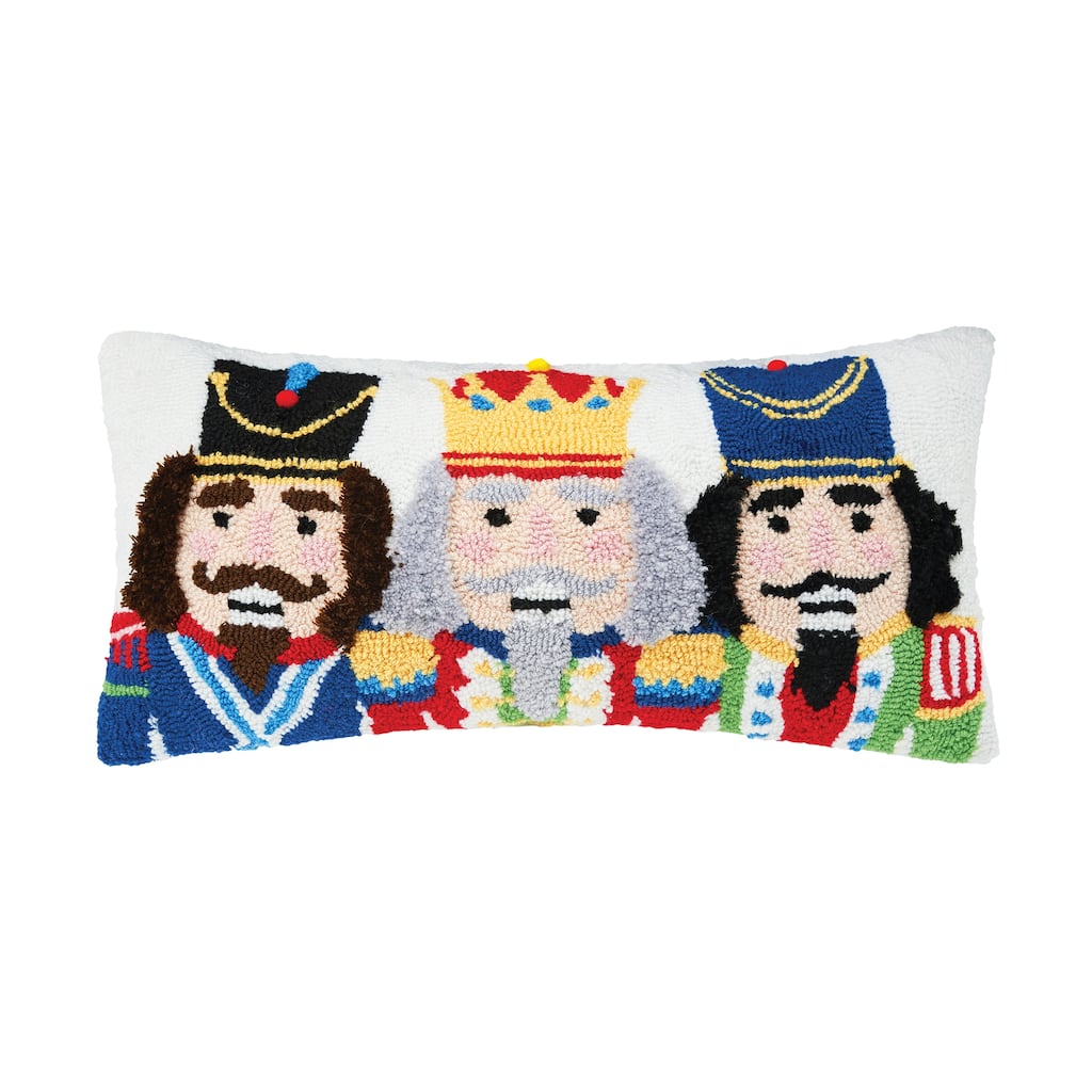 Nutcracker Trio Hooked Throw Pillow