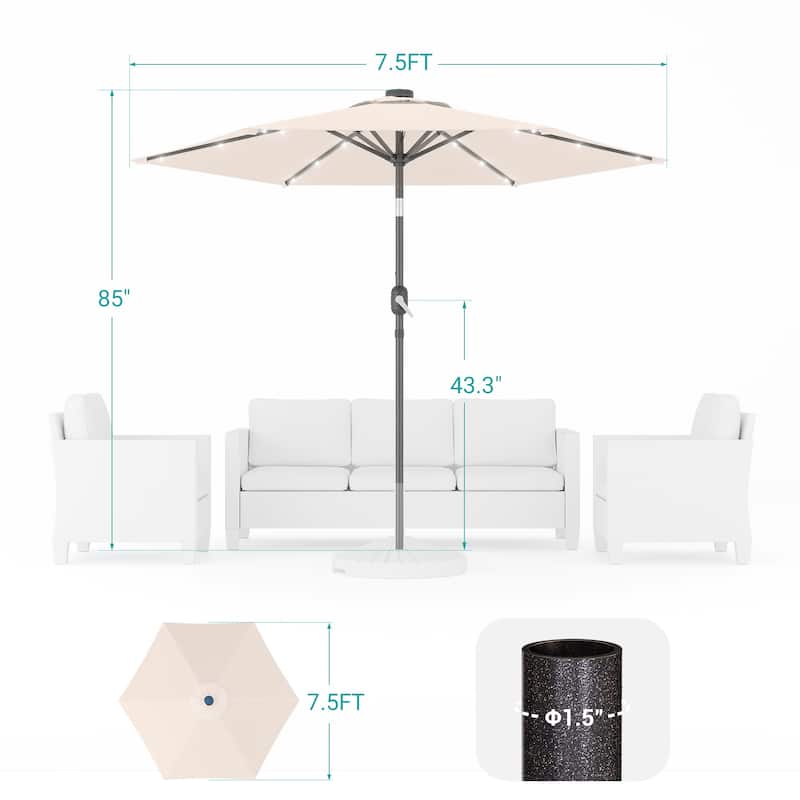 Bonosuki 7.5Ft LED Patio Market Umbrella Outdoor Table Umbrella