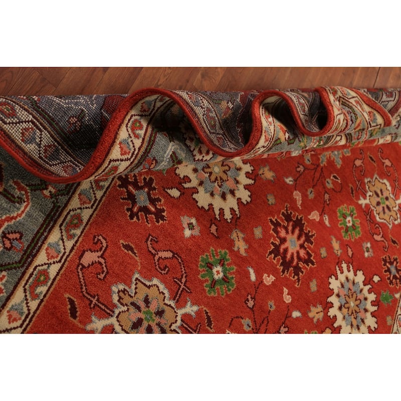 All-Over Floral Heriz Serapi Indian Area Rug Handmade Wool Carpet - 8'0"x 9'11"