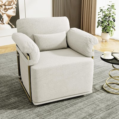 360 Degree Square Swivel Accent Sofa Chair with Gold Metal Legs