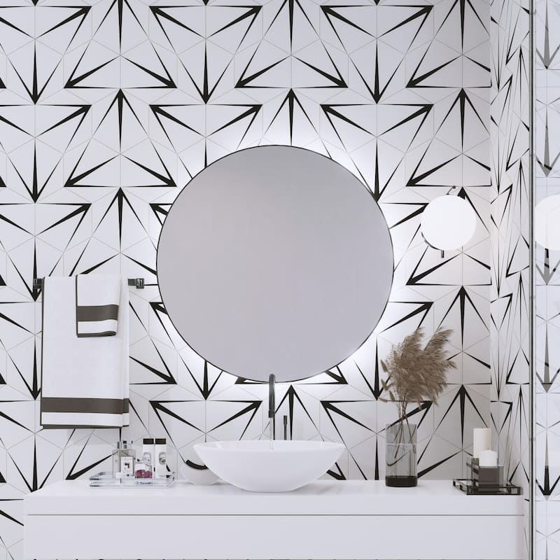 Merola Tile Trident Hex Blanco 8-5/8" x 9-7/8" Porcelain Floor and Wall Tile