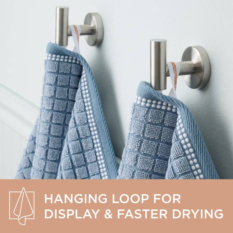 TOWN & COUNTRY EVERYDAY 4-Piece Textured Windowpane Washcloth Set, 13x13-Inch, 100% Cotton - 13"x13"