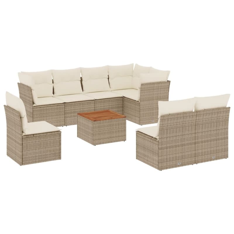 vidaXL Patio Sofa Set with Cushions Outdoor Furniture 9 Piece Poly Rattan - 24.4 x 24.4 x 27.2