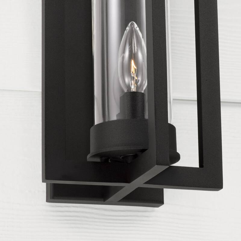 Kent Black Outdoor Wall Lantern w/ Clear Glass