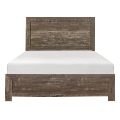Rustic Brown Finish Full Size Panel Bed Wooden Bedroom Furniture 1pc, Bed in a Box