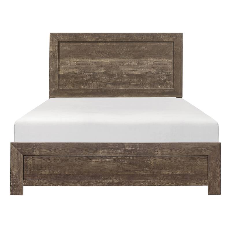 Rustic Brown Queen Size Wooden Bed with Headboard and Footboard - Rustic Brown