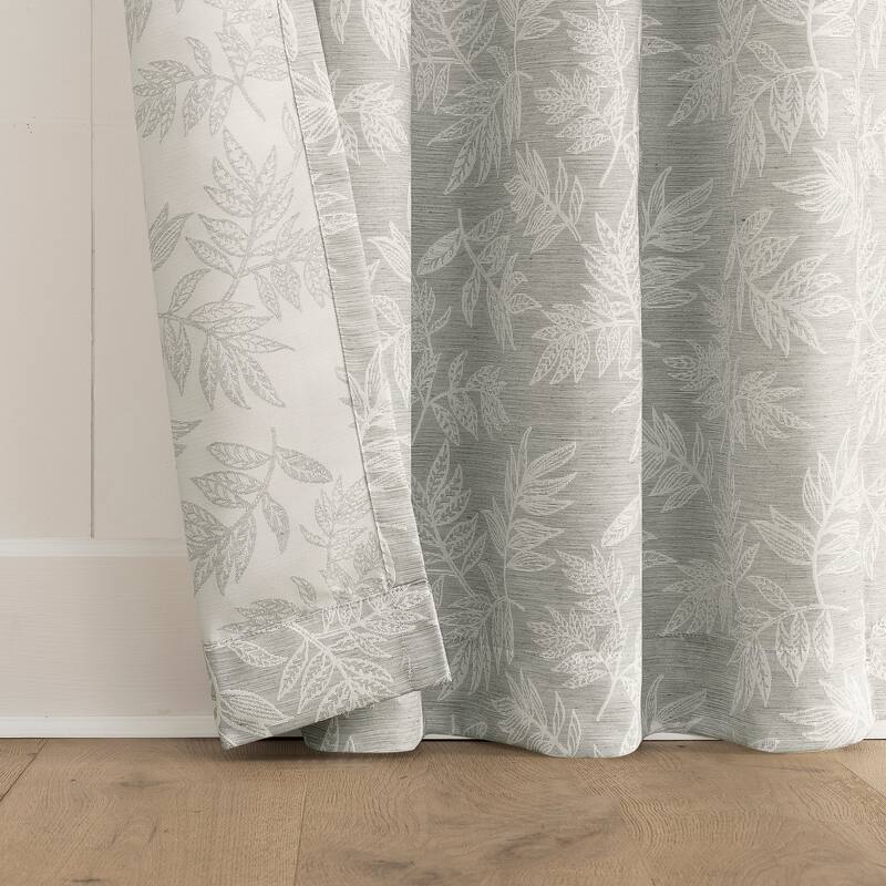 No. 918 Koda Woven Jacquard Leaf Semi-Sheer Rod Pocket 1-Piece Curtain Panel, Single Panel