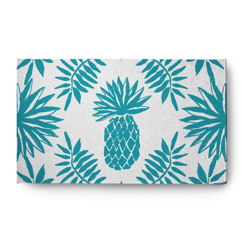 Pineapple Leaves Spring Chenille Rug - 3' x 5' - Explorer Blue