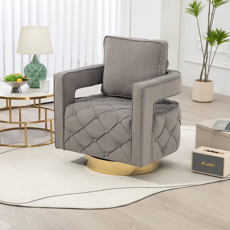 Fabric pull buckle living room rotating leisure chair, reception and negotiation chair