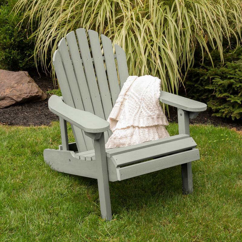 Eco-friendly Synthetic Wood Folding and Reclining Adirondack Chair