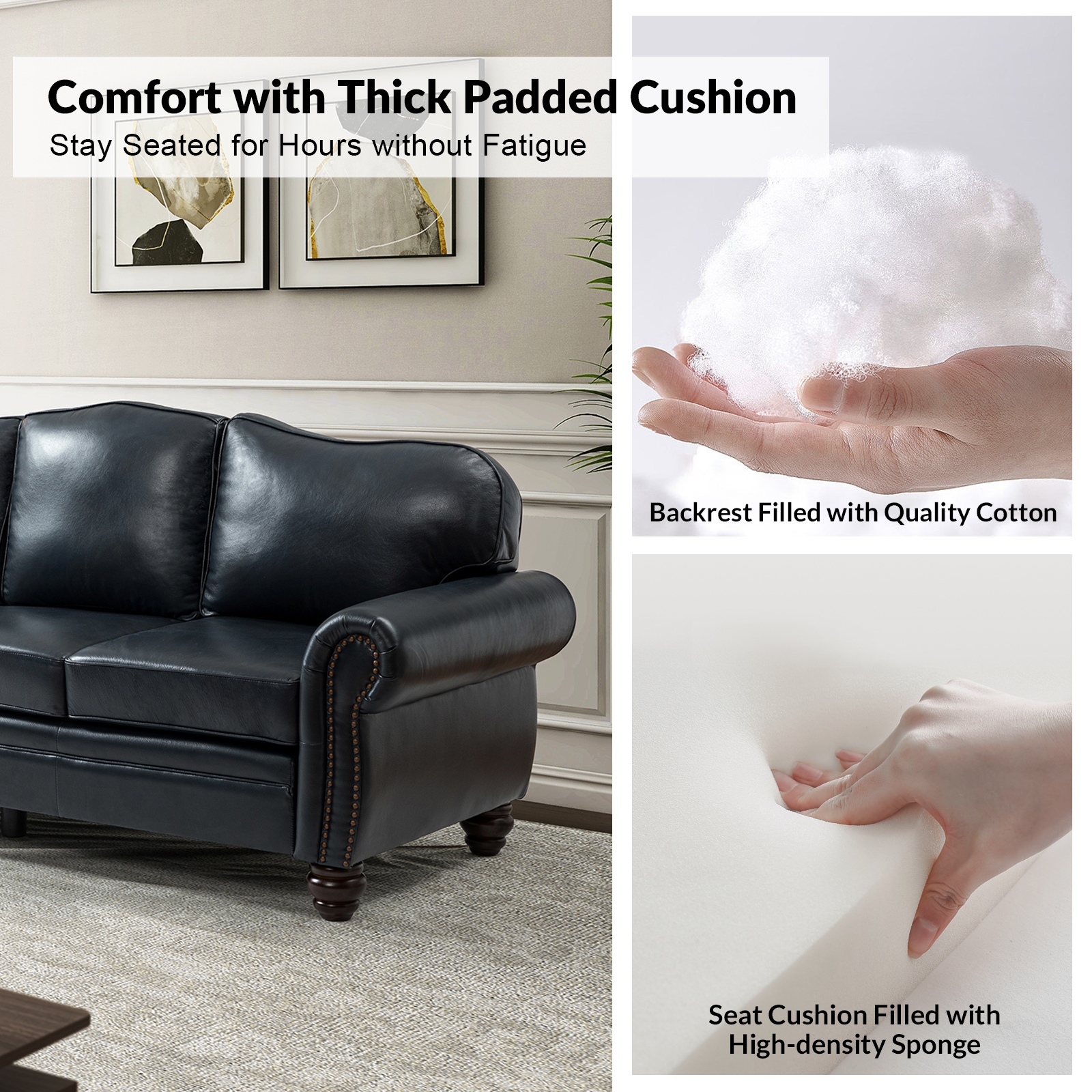 Leather sofa outlet with removable cushions