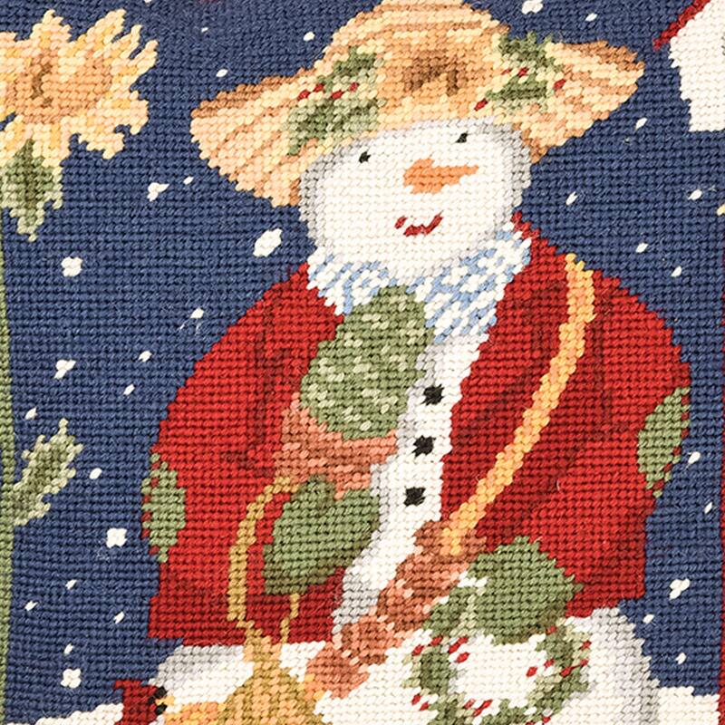 Christmas 14" x 14" Sunflower Snowman Needlepoint Pillow