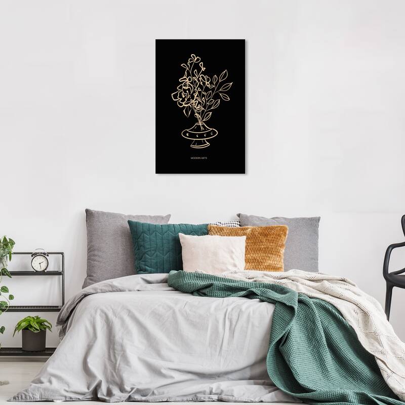 Wynwood Studio Canvas Floral and Botanical My other Flowers Black and Modern & Contemporary Wall Art Canvas Print - 36 x 24