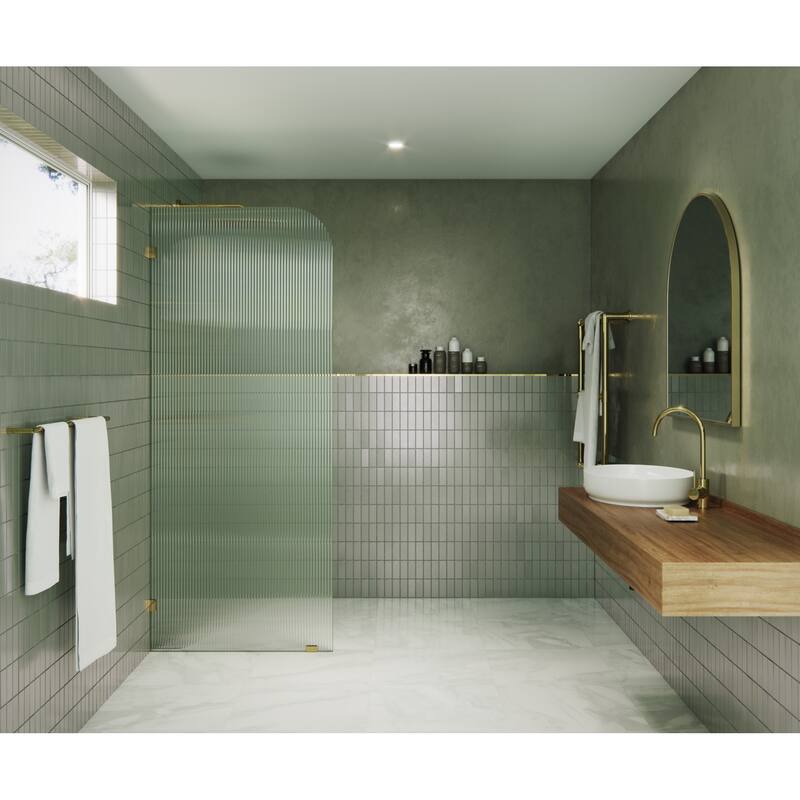 Glass Warehouse FL-RAD-32-L Aurora 78" High x 32" Wide Shower Screen