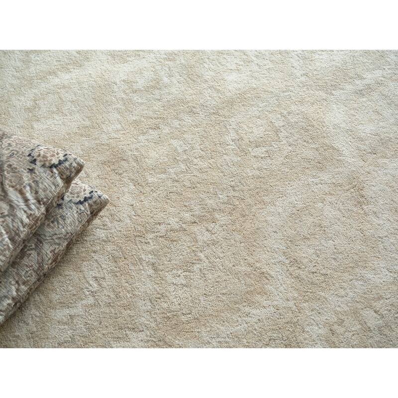 Bargello Beige New Zealand Wool hand-tufted Area Rug