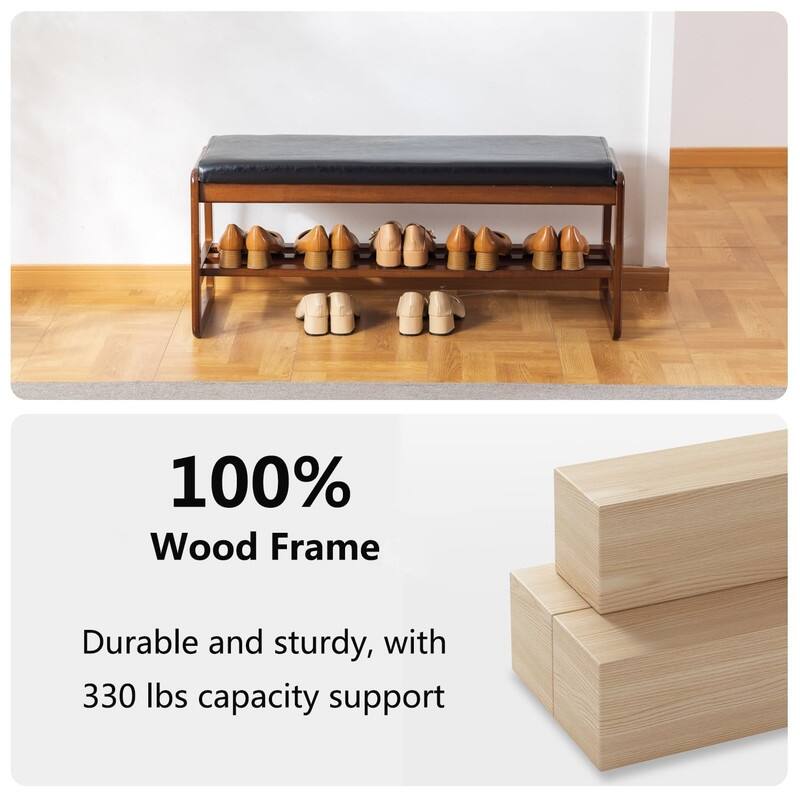 2 Tier Wooden Entryway Bench