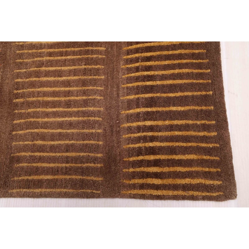 ECARPETGALLERY Hand-knotted Opulence Dark Brown Wool Rug - 8'1 x 10'0