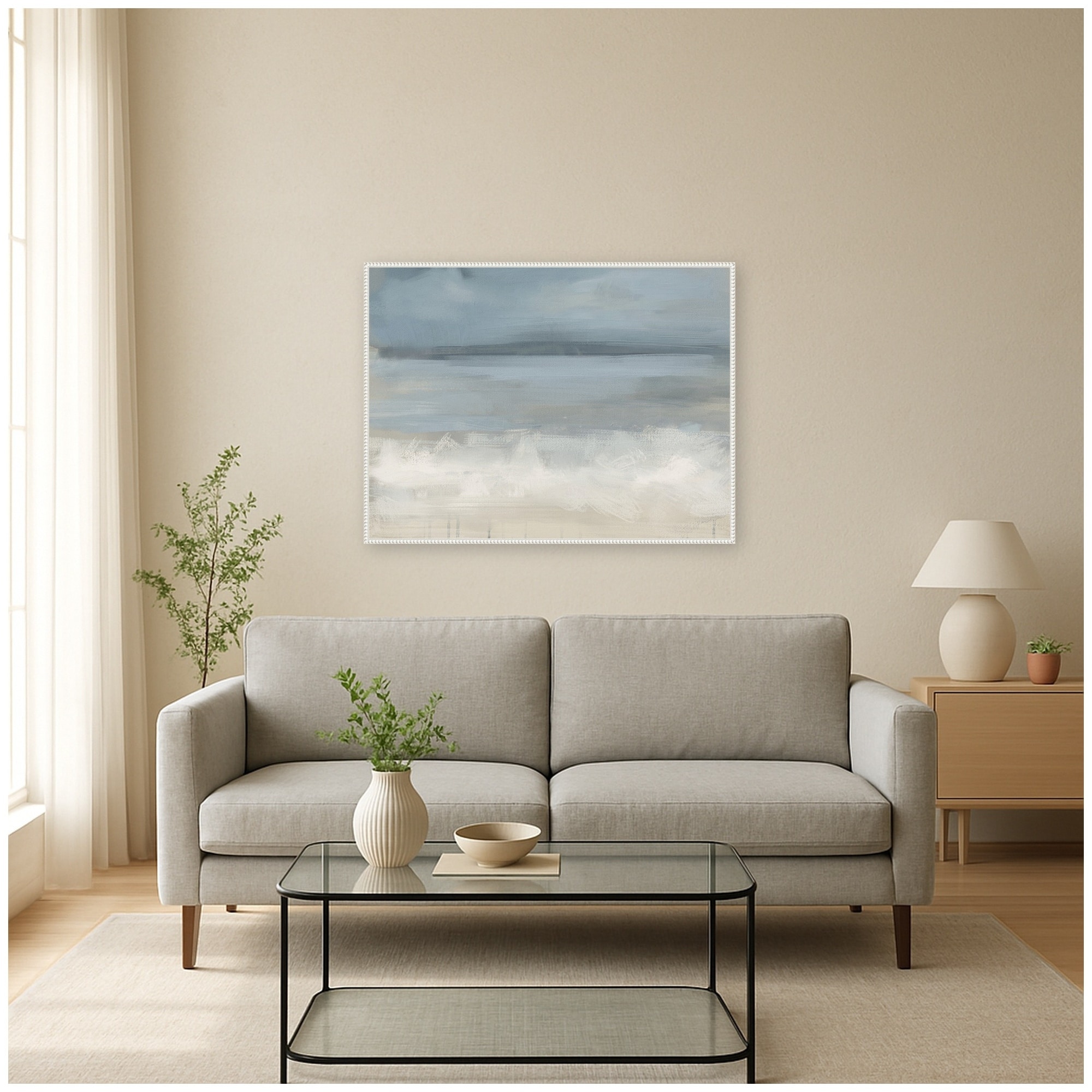 Kate and Laurel The Blues Horizontal by Mary Sparrow Framed Canvas Wall Art Print