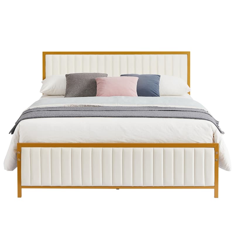 VECELO Upholstered Bedroom Set Upholstered Bed Frame with Nightstand Set of 2