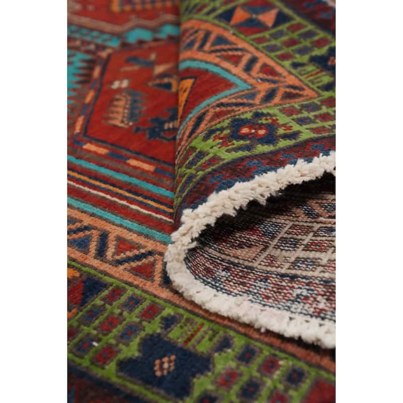 Hand Knotted Oriental 100% Wool Carpet Traditional Geometric Oranges & Rust Ardebil Runner Rug - 10' 6'' X 2' 11''
