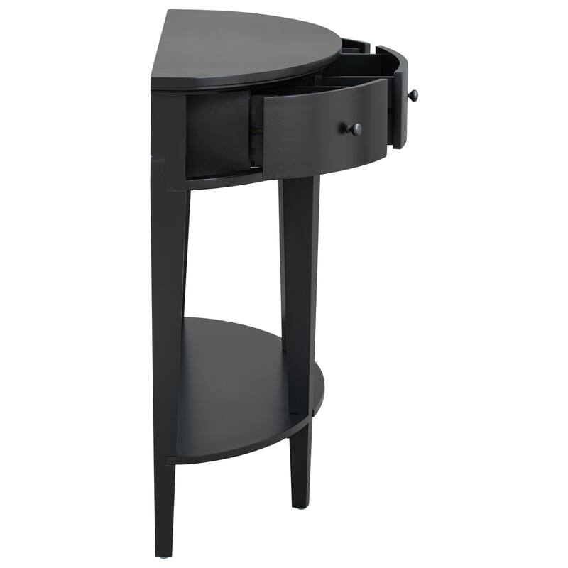 Modern Curved Console Table,Solid Wood Sofa Table with 3 Drawers and 1 Shelf, End Table for Hallway, Entryway, Living Room