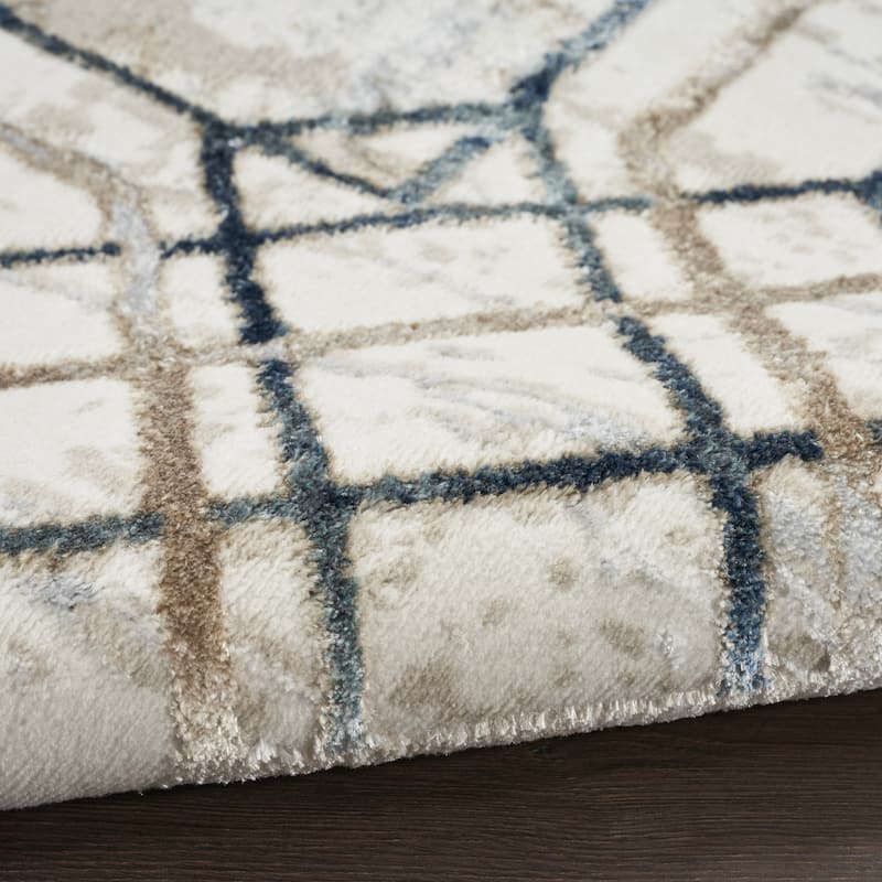 Duruq Power Loomed Geometric Modern Non Skid Stain Resistant Area Rug By HomeRoots - 73' X '47' X '0.39