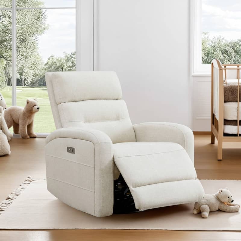 Spruce & Spring Cheryl Power Glider Swivel Rocker Recliner Chair Nursery Recliner - Linen