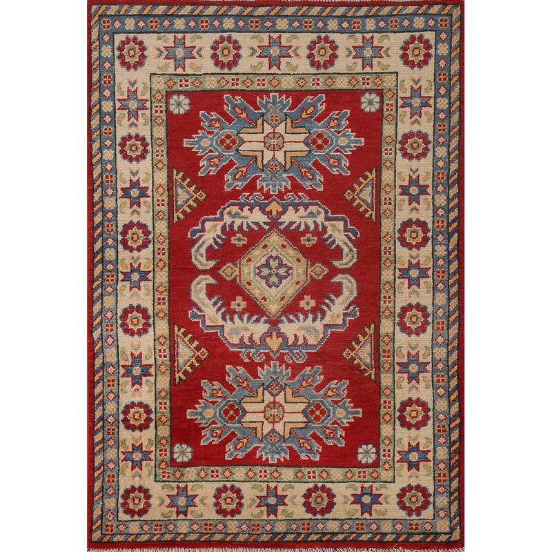 Traditional Red Kazak Accent Rug Hand-Knotted Wool Carpet - 2'8" x 4'1"