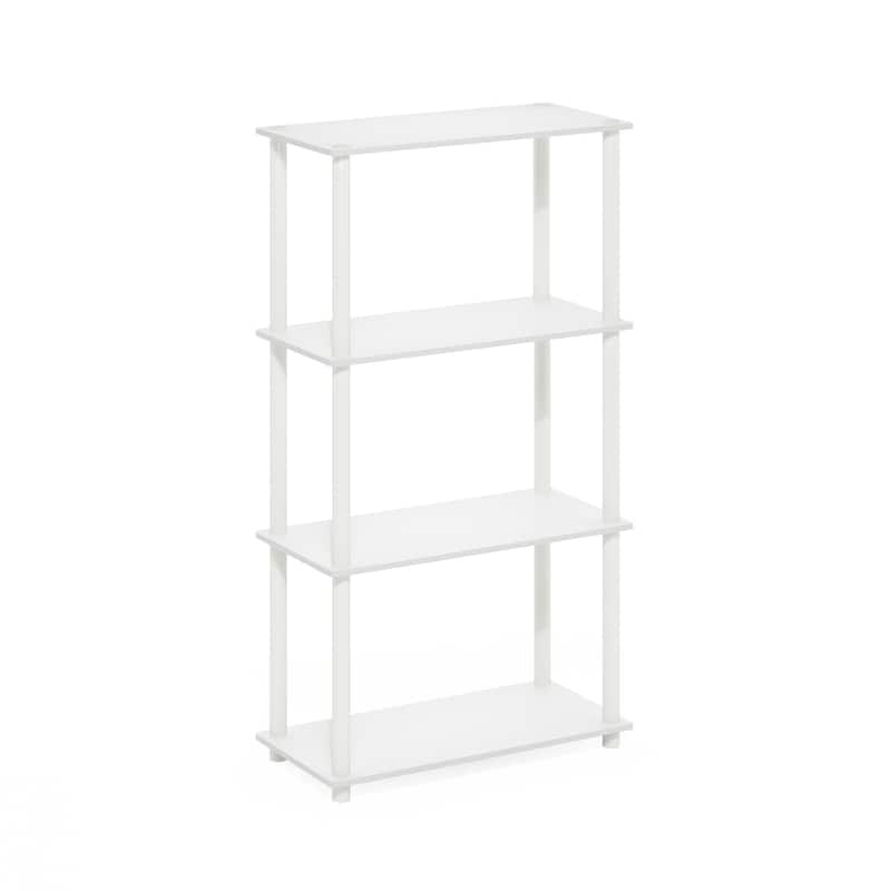 4 Tiers Wood Household Shelving Unit in White (23.6 in. W x 43.25 in. H x 11.6 in. D) - 23.6