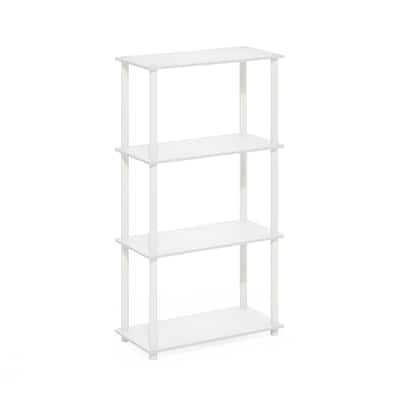 4 Tiers Wood Household Shelving Unit in White (23.6 in. W x 43.25 in. H x 11.6 in. D) - 23.6