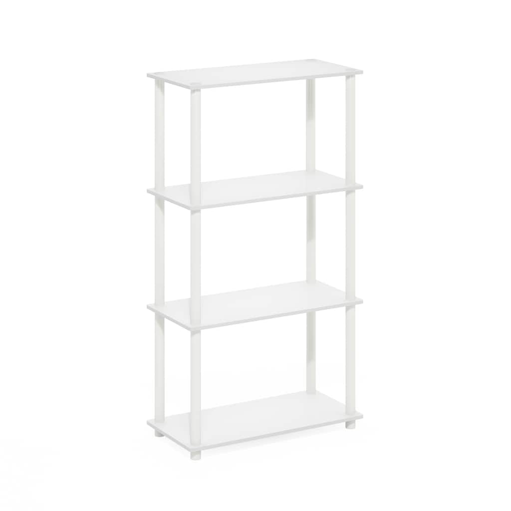 4 Tiers Wood Household Shelving Unit in White (23.6 in. W x 43.25 in. H x 11.6 in. D) - 23.6