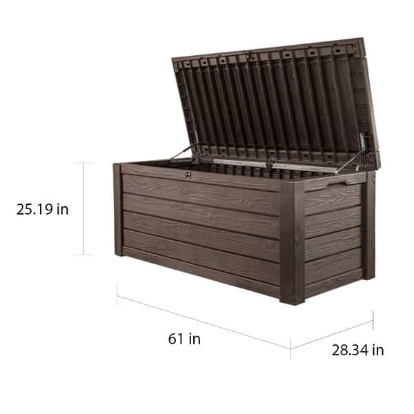 Keter Eastwood 150 Gallon Durable Resin Outdoor Storage Deck Box For Furniture and Supplies, Brown