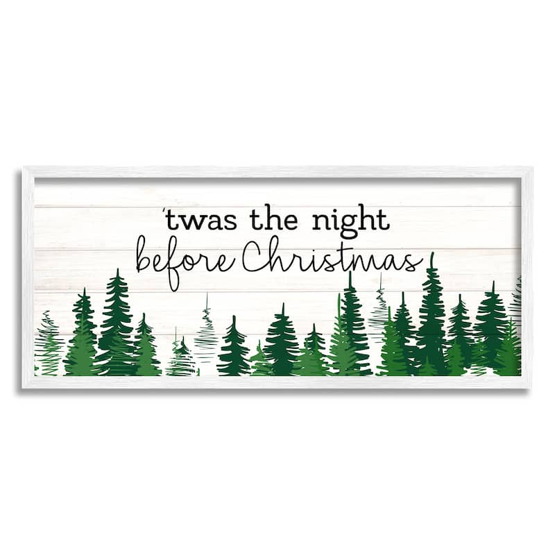 Stupell Night Before Christmas Trees Framed Giclee Art Design by Kim Allen - 24 x 10 - White