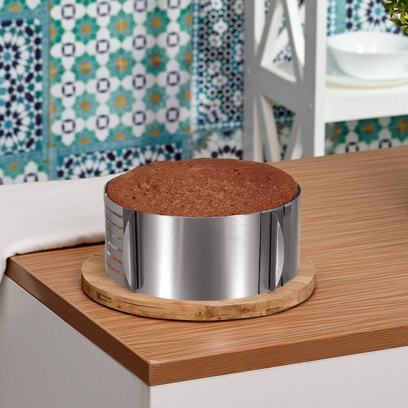 Cake Leveler Slicer Adjustable Cake Cutter Ring 7 Layered 6-8 Inch / 9-12 Inch - Silver