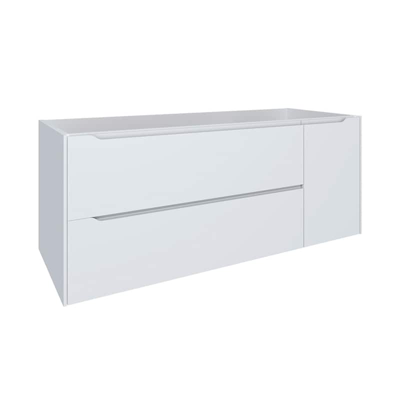 HomeRoots 48" White Wood Floating Bathroom Vanity With White Sink And Two Drawers - 48.00 in. x 18.00 in. x 19.00 in.