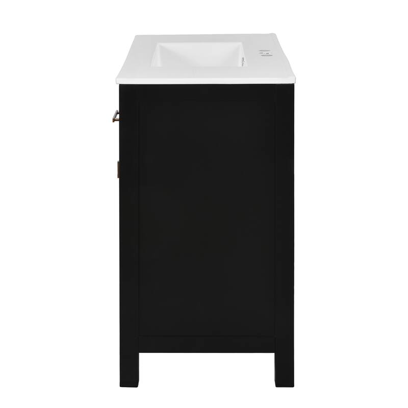 36" Bathroom Vanity with Ceramic Sink Set- Solid Wood Frame, Freestanding Storage Cabinet