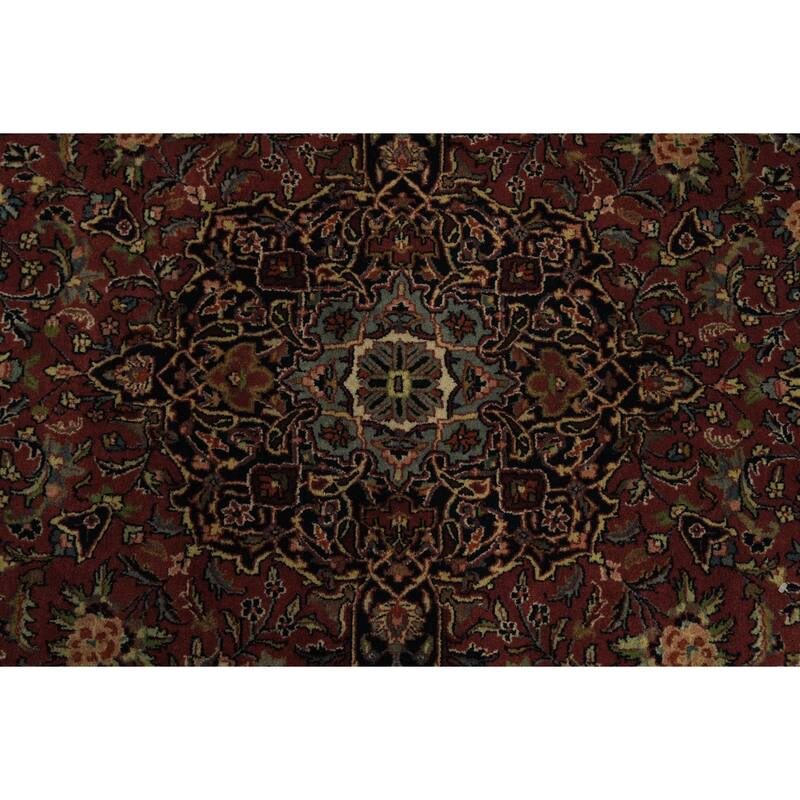 Hand Knotted Oriental 100% Wool Carpet Traditional Floral Red Kashan Area Rug - 9' 0'' X 6' 0''