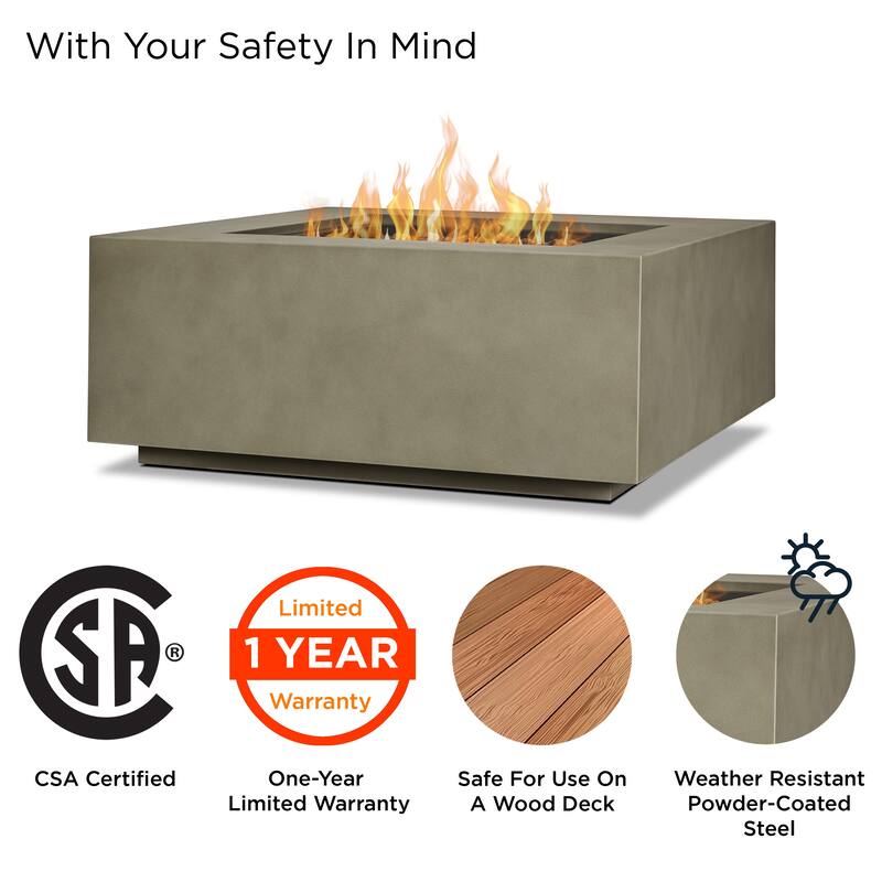 Aegean 36" Square Gas Fire Table in Mist Gray by Real Flame