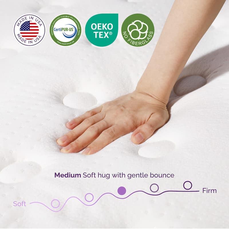 14" Medium Firm Pillow Top Mattress - Bamboo Charcoal Foam, 5-Zone Support, CertiPUR-US® Certified
