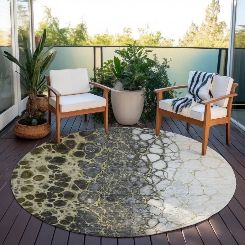 Machine Washable Indoor/ Outdoor Chantille Abstract Cobblestone Rug