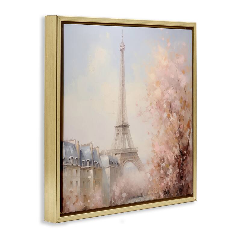 Stupell Parisian Eiffel Tower Cityscape Framed Floater Canvas Wall Art Design By Arlington Prints