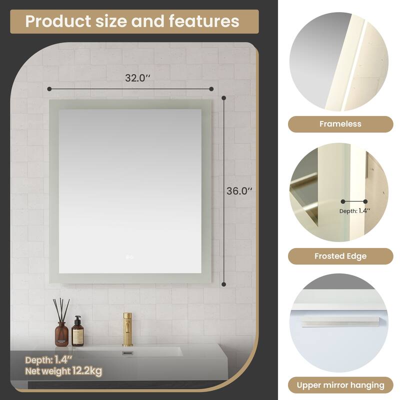Beijing Rectangular Frameless LED Wall Bath Vanity Mirror