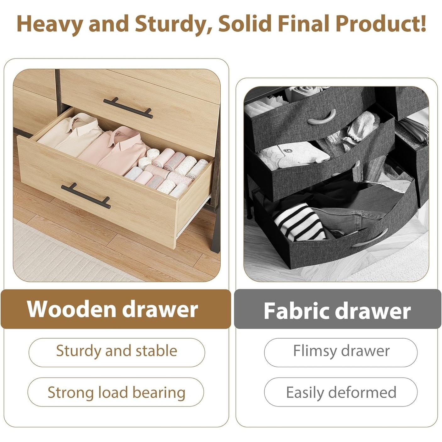 6-Drawer Black Polished Engineered Wood Dresser, Modern Storage Chest for Bedroom, Living Room