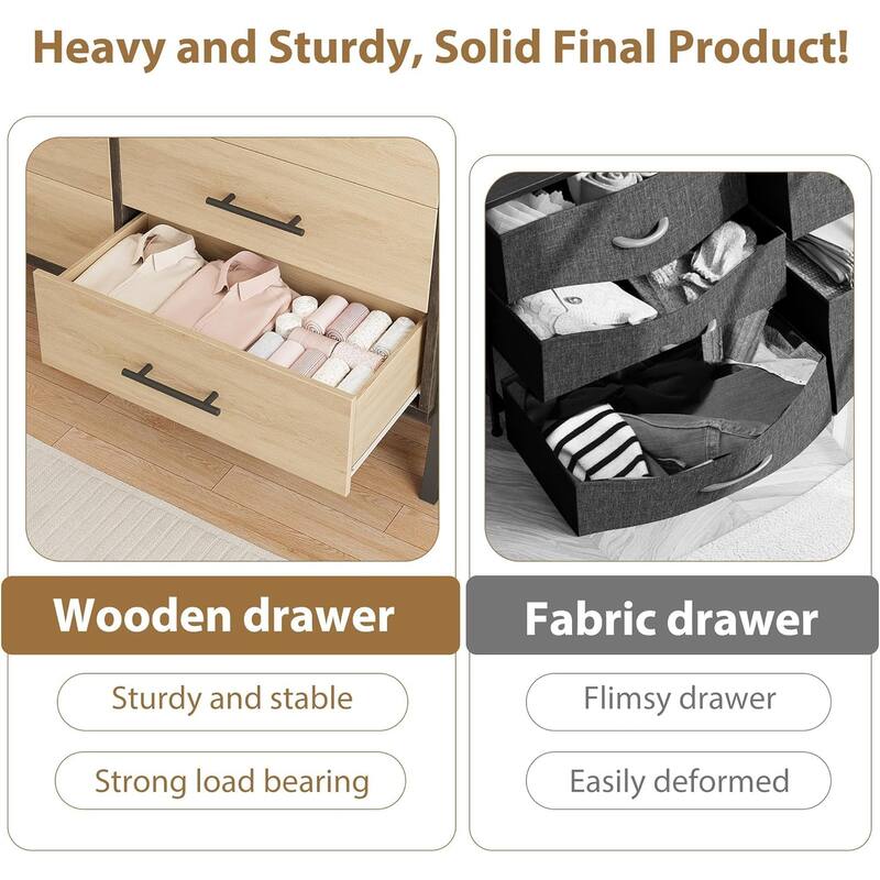 6 Dresser for Bedroom, 52" Wide Dresser, Wide Drawer with Storage Freestanding