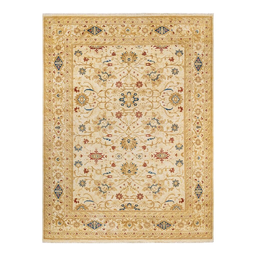 Overton Eclectic, One-of-a-Kind Hand-Knotted Area Rug - Ivory, 8' 10" x 11' 8" - 8' 10" x 11' 8"