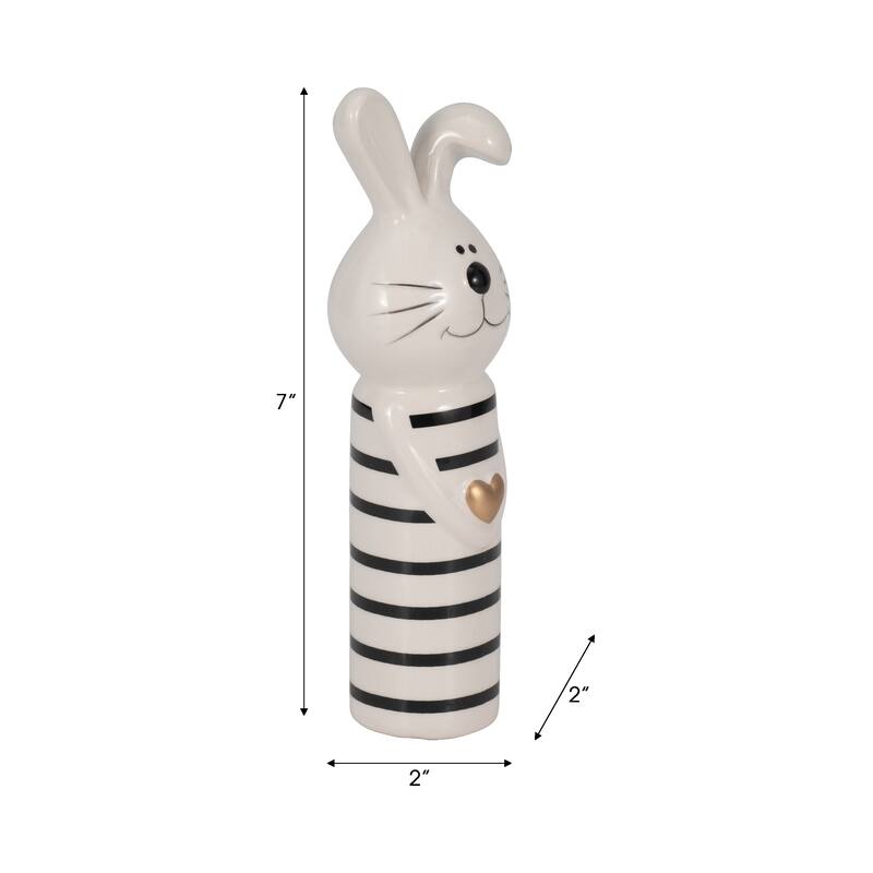 Sagebrook Home Lines Bunny With Gold Heart, White/Black
