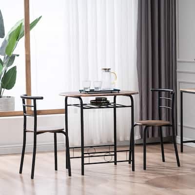Modern Dining Set Breakfast Table with 2 Chairs Set of 3