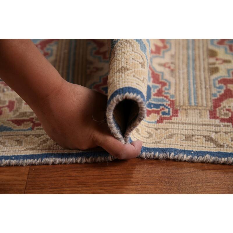 Blue Distressed Kerman Persian Vintage Area Rug Handmade Wool Carpet - 9'3" x 11'10"